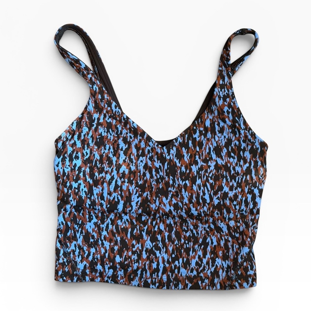 Lululemon Align Tank Top Leopard Camo Blue Nile Multi Nulu Size 0 Sports Bra Gym